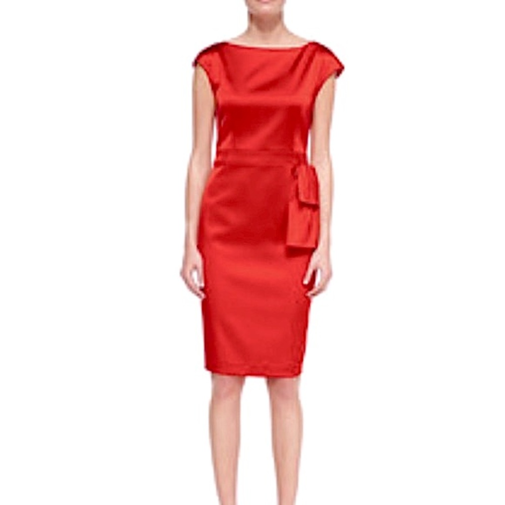 St. John Cocktail Sheath Dress Venetian Red 10  Wedding Guest Cocktail Party
